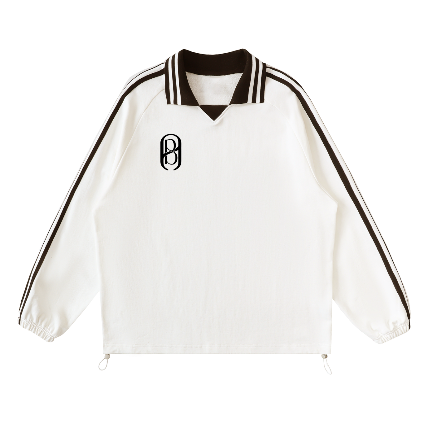 Contrast Striped Lapel Collar Sweatshirt