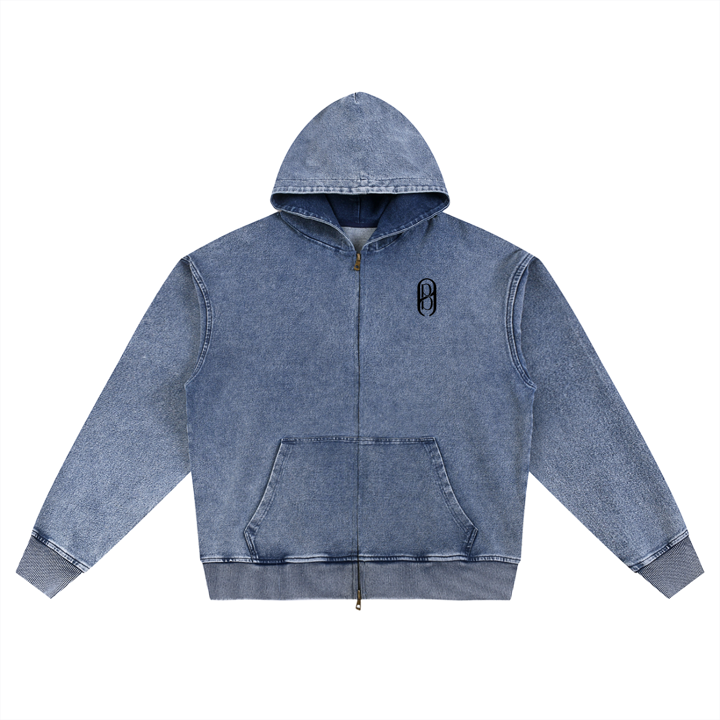 Snow Wash Oversized Zip-Up Hoodie
