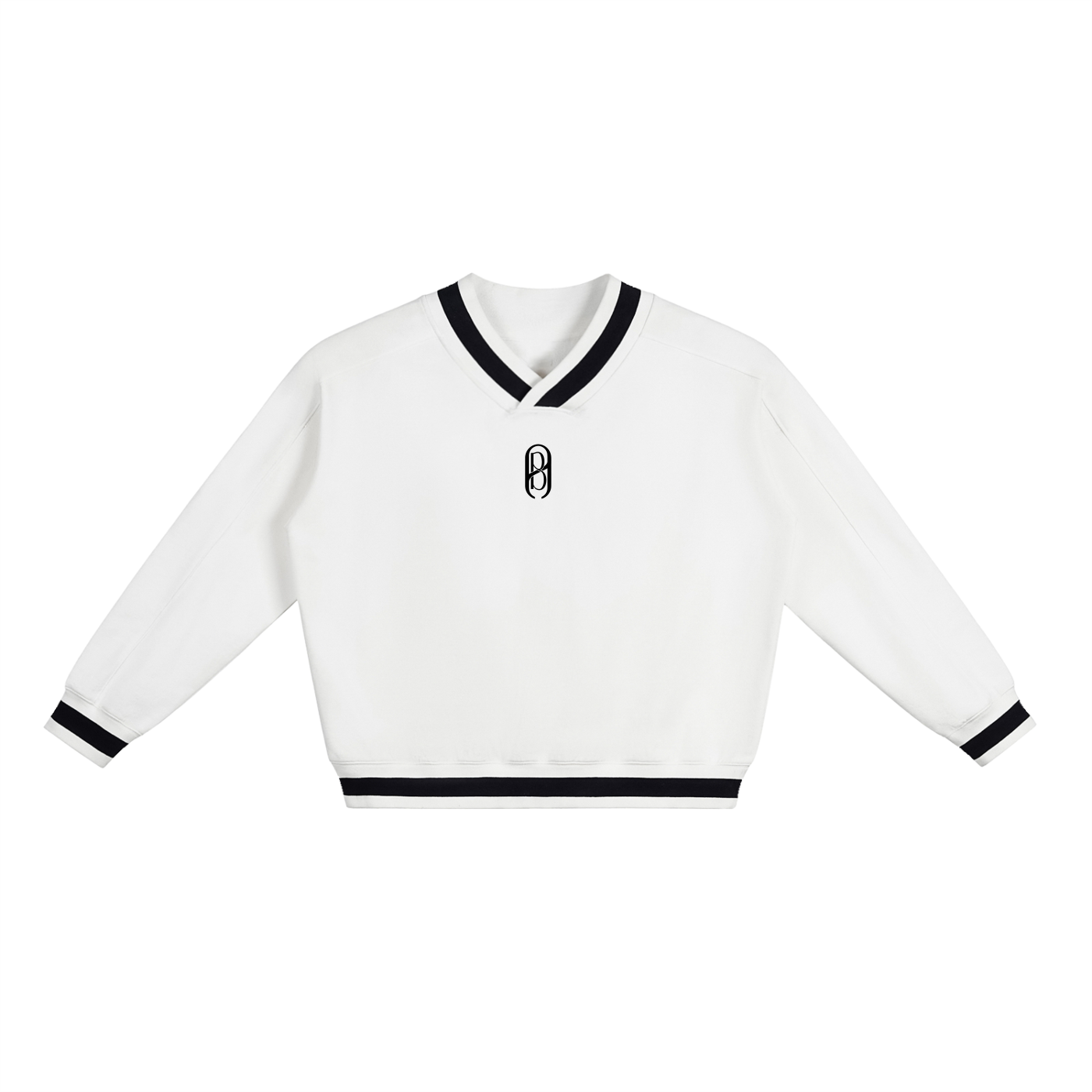 V-Neck Contrast Collar Boxy Sweatshirt