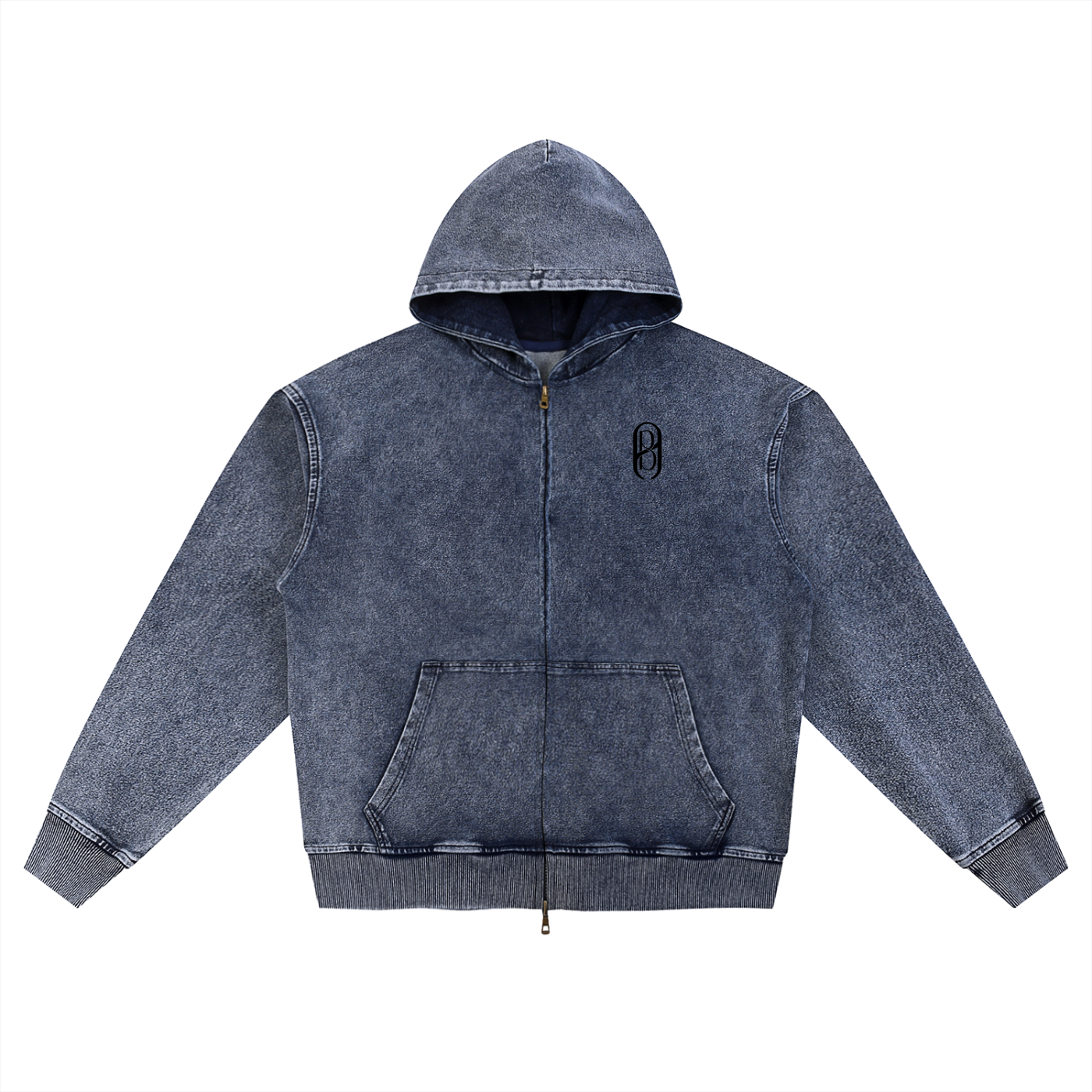 Snow Wash Oversized Zip-Up Hoodie